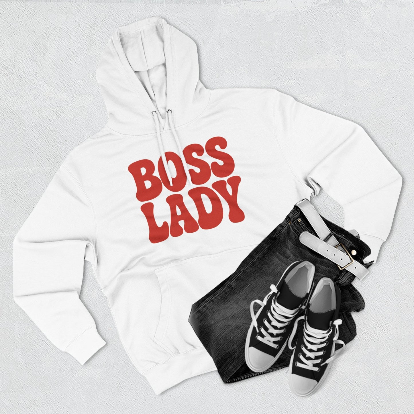 Boss Lady Fleece Hoodie, White